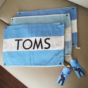 Very Nice TOMS Logo Signature Dust Shoe Bag Organizer New with Tag Lot 3 BNWT